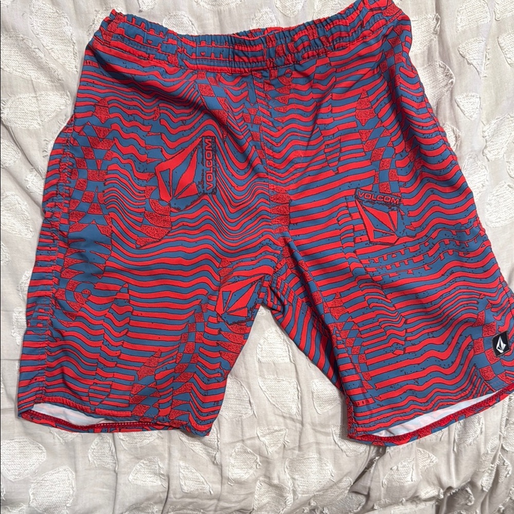 Volcom Dynamic Red and Blue Swim Shorts Size L